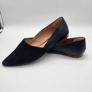 Madewell Lizbeth Leather Suede Black Women's Flat Shoes SZ 8.5